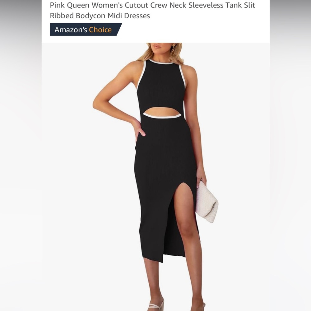 Contrast Trim Knit Midi Dress